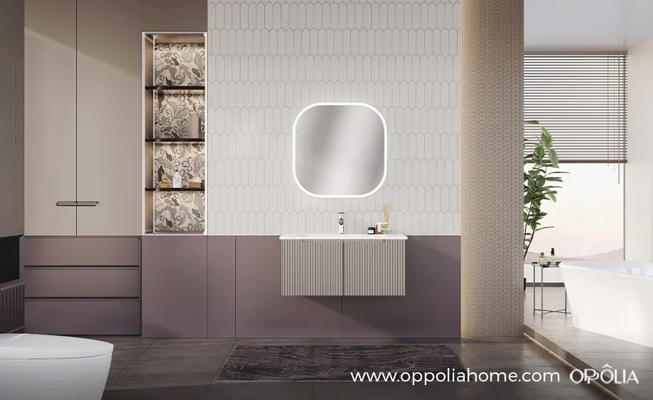 Modern Floating Bathroom Vanity with LED Mirror - OBV24L04
