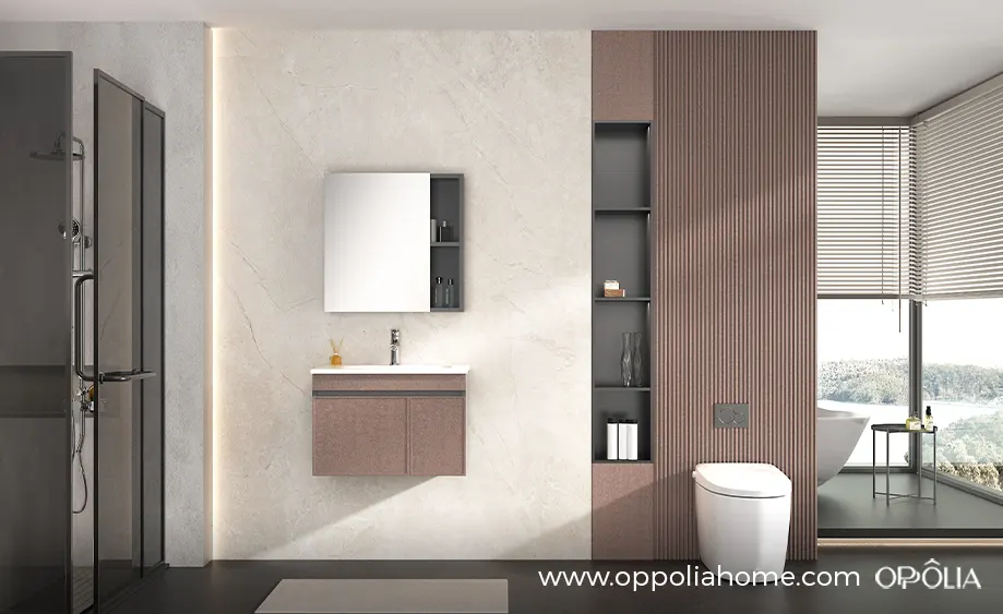 Modern Minimalist Red Wall-Mounted Bathroom Vanity - BLWY24002