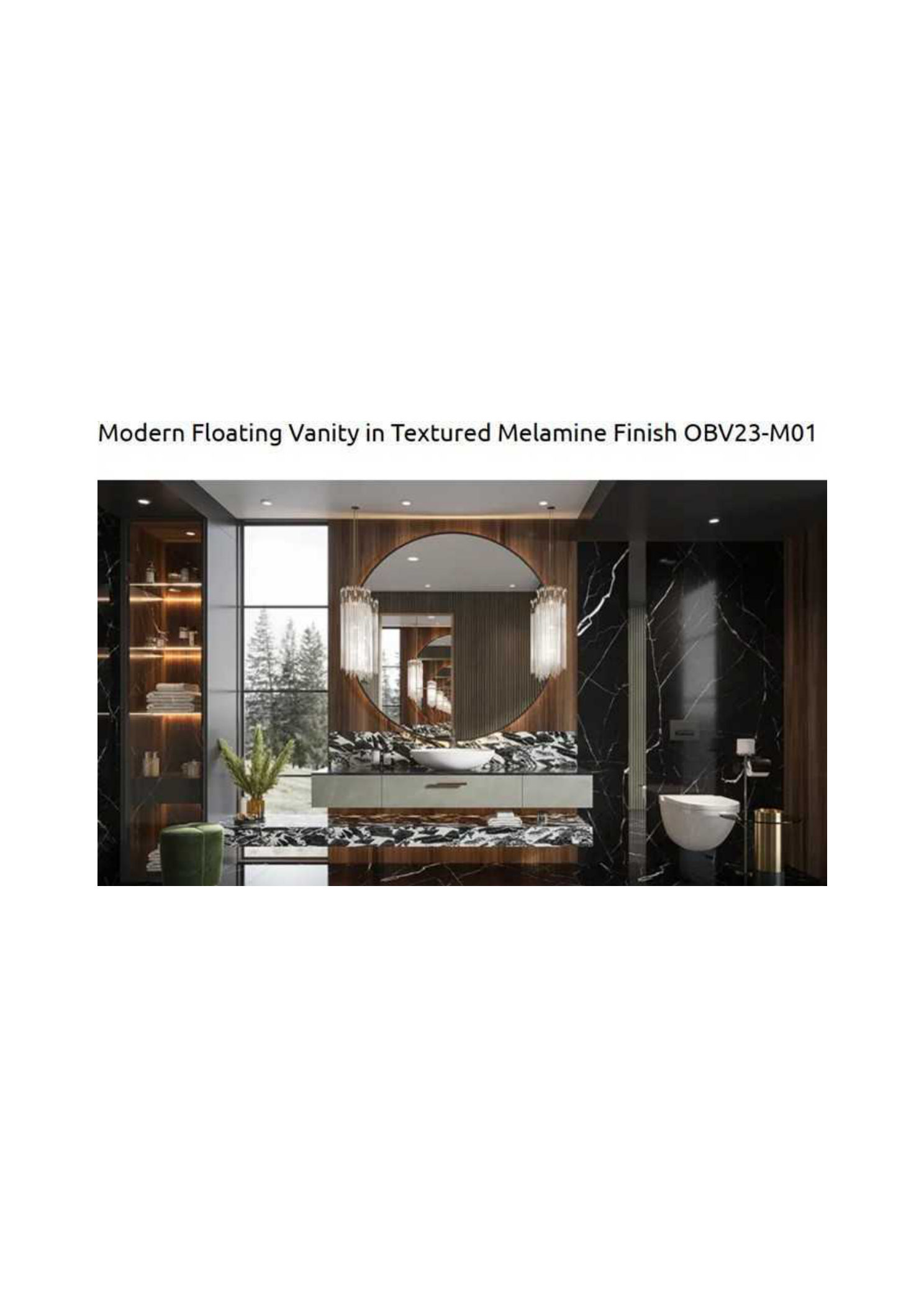 Modern Floating Vanity in Textured Melamine Finish OBV23-M01