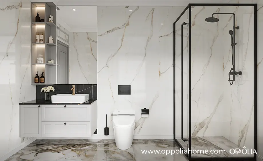Welsh Series Urban Style White and Black Bathroom Cabinet - OBV24L01
