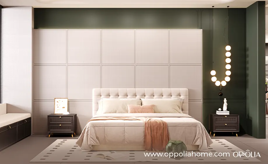 Monika Series Scandinavian Modern Green Bedroom with Closet - OBW25L01
