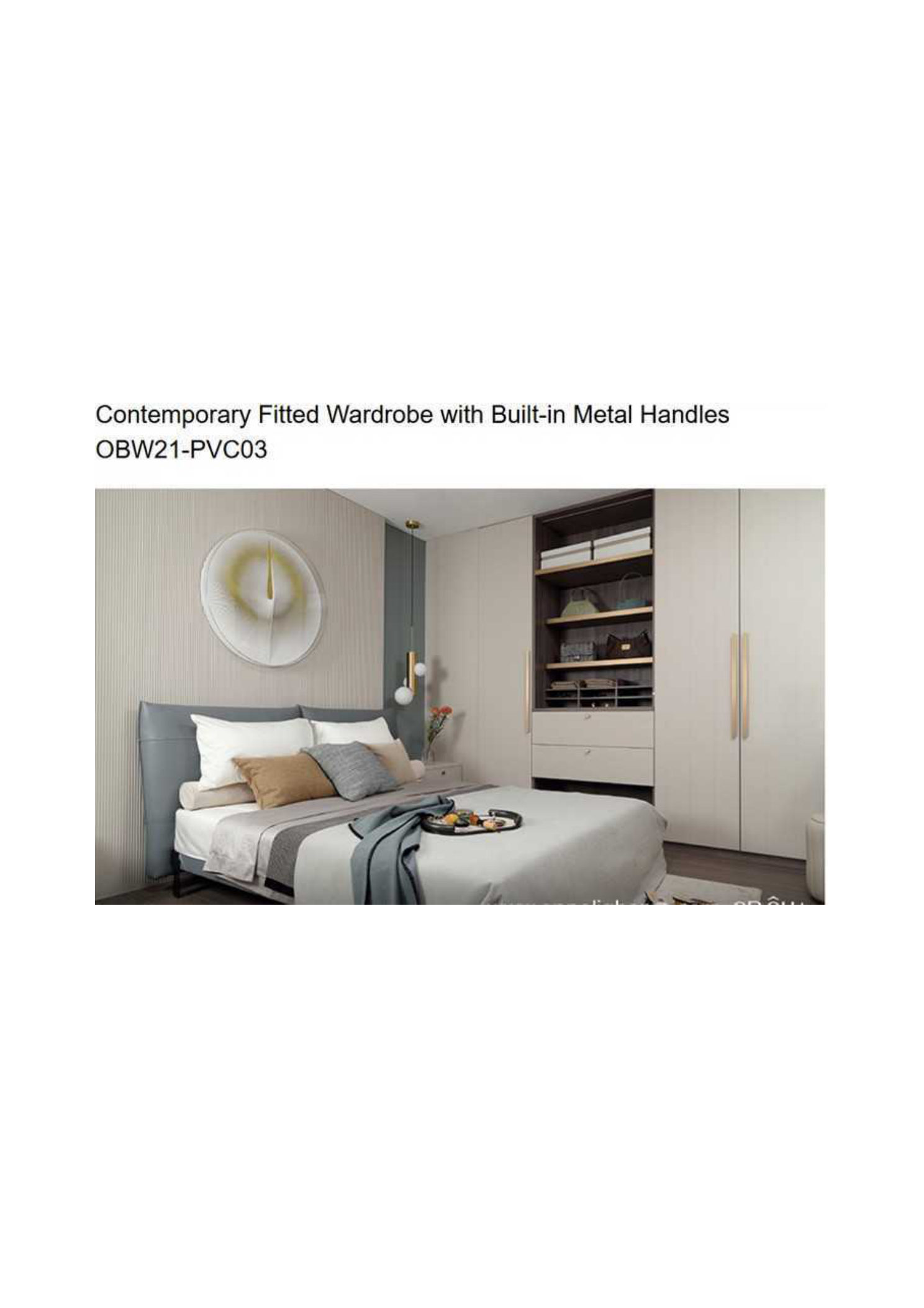 Contemporary Fitted Wardrobe with Built-in Metal Handles OBW21-PVC03