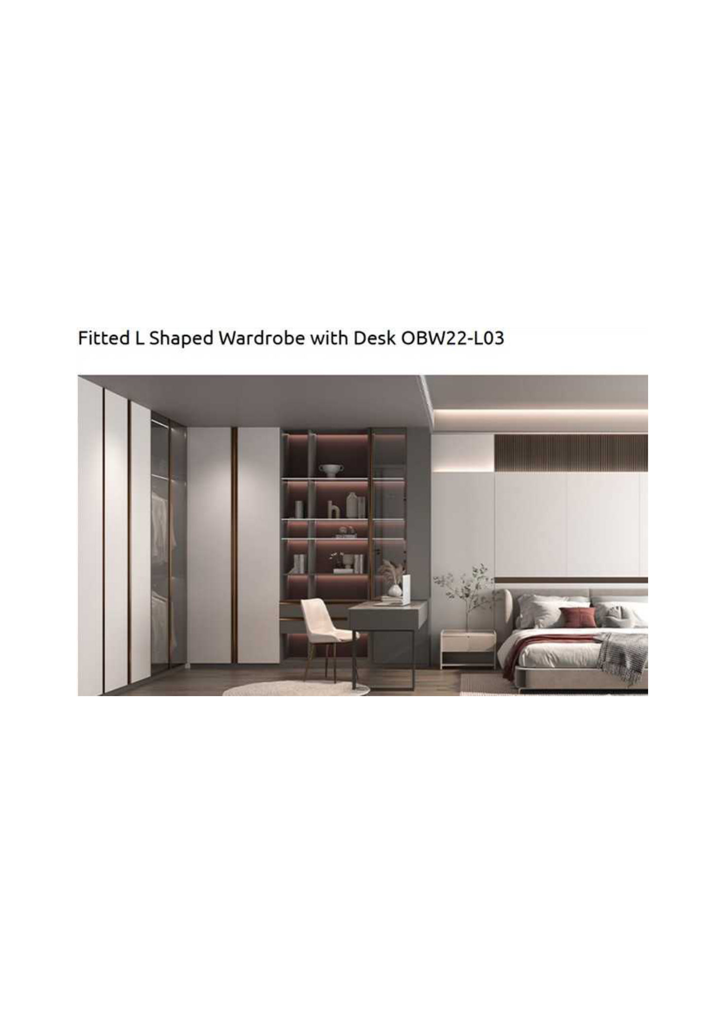 Fitted L-Shaped Wardrobe with Desk OBW22-L03