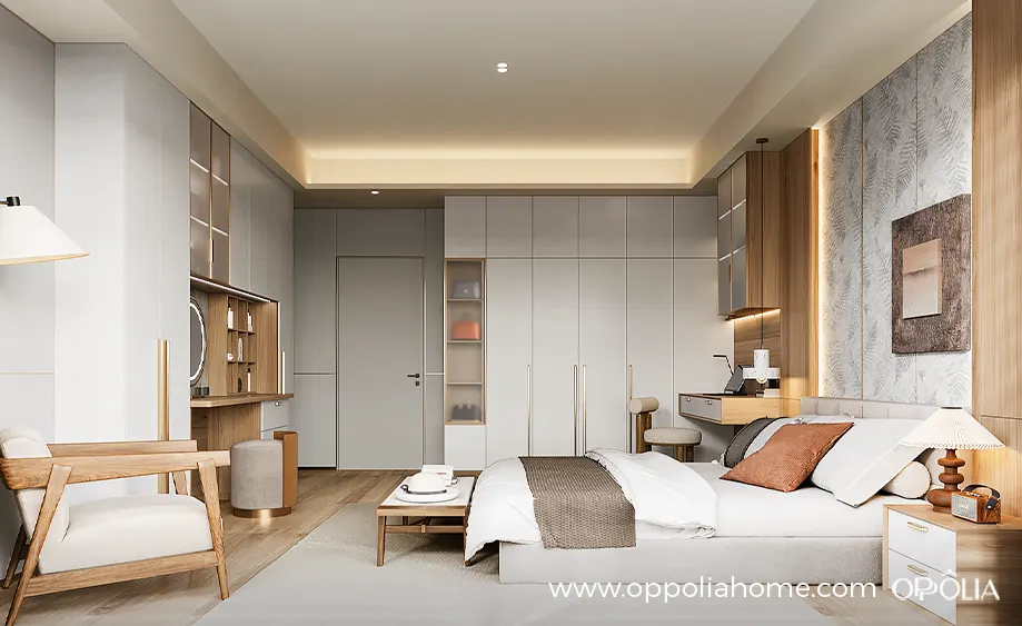 White and Wood Minimalist Wardrobe - OBW24L02