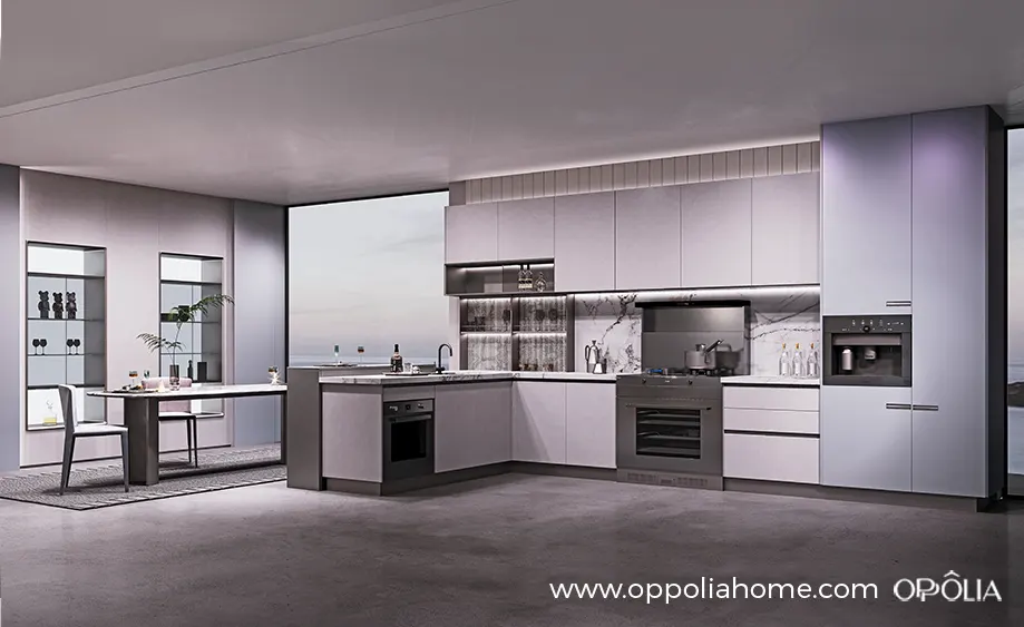 Lumi Series Purple Elegant Handleless Kitchen Cabinet - OBK24L07