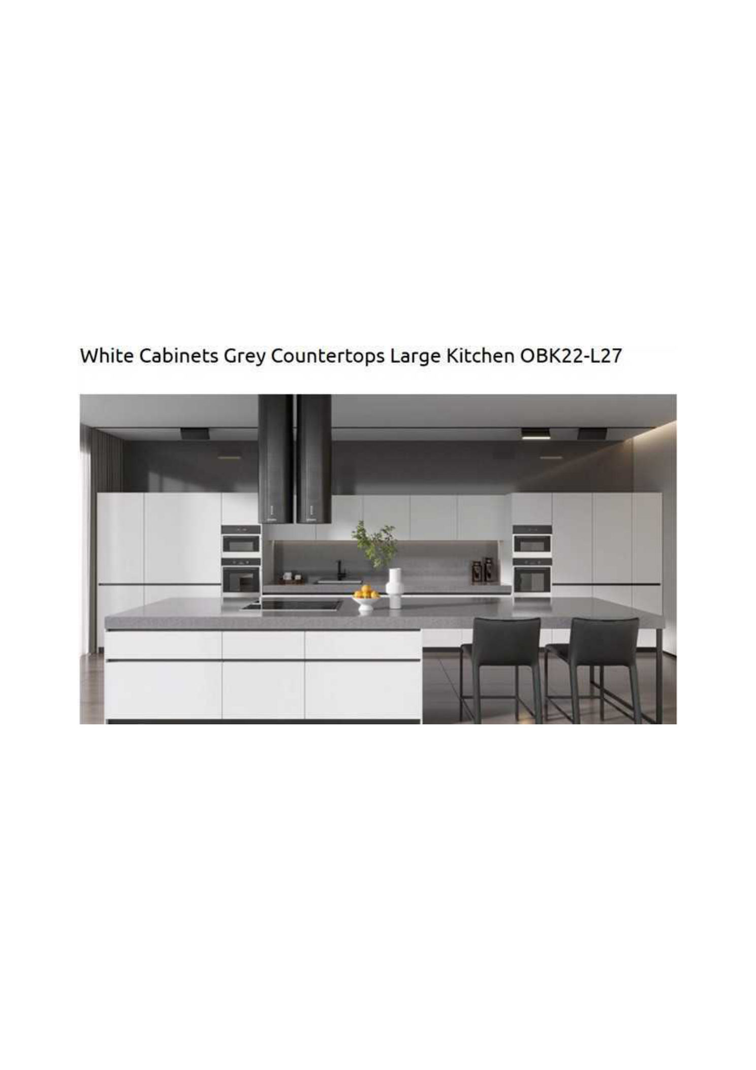 White Cabinets Grey Countertops Large Kitchen OBK22-L27