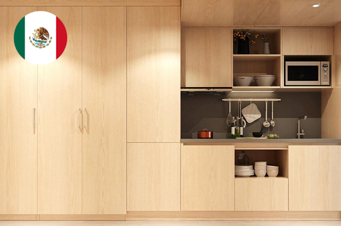 Light Wood Kitchen and Wardrobe Project in Mexico