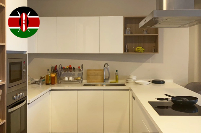 White Kitchen with Peninsula Project in Nairobi, Kenya
